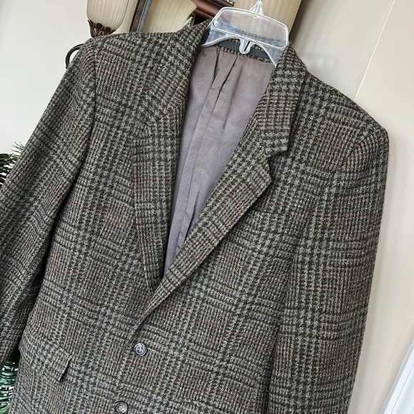 Calvin Klein Men’s Vintage Wool Plaid Lined Suit Sports Jacket Buttoned Blazer - Picture 3 of 13